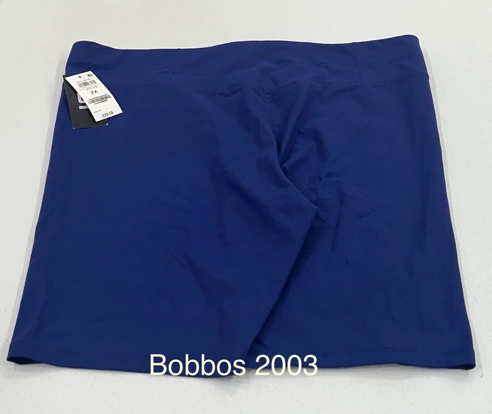 ID Ideology Women’s Plus Cropped Legging Bike Shorts, Tartan Blue, Size 2X