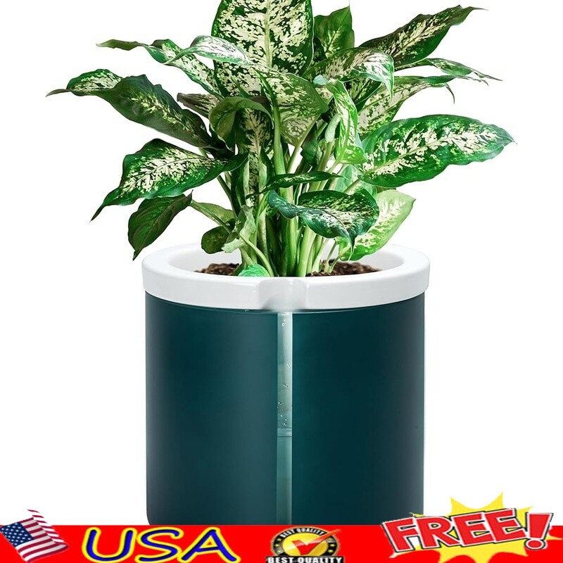 Self Watering 8 Inch Terracotta Planter with Glass Cup for Indoor Plants Durable Design