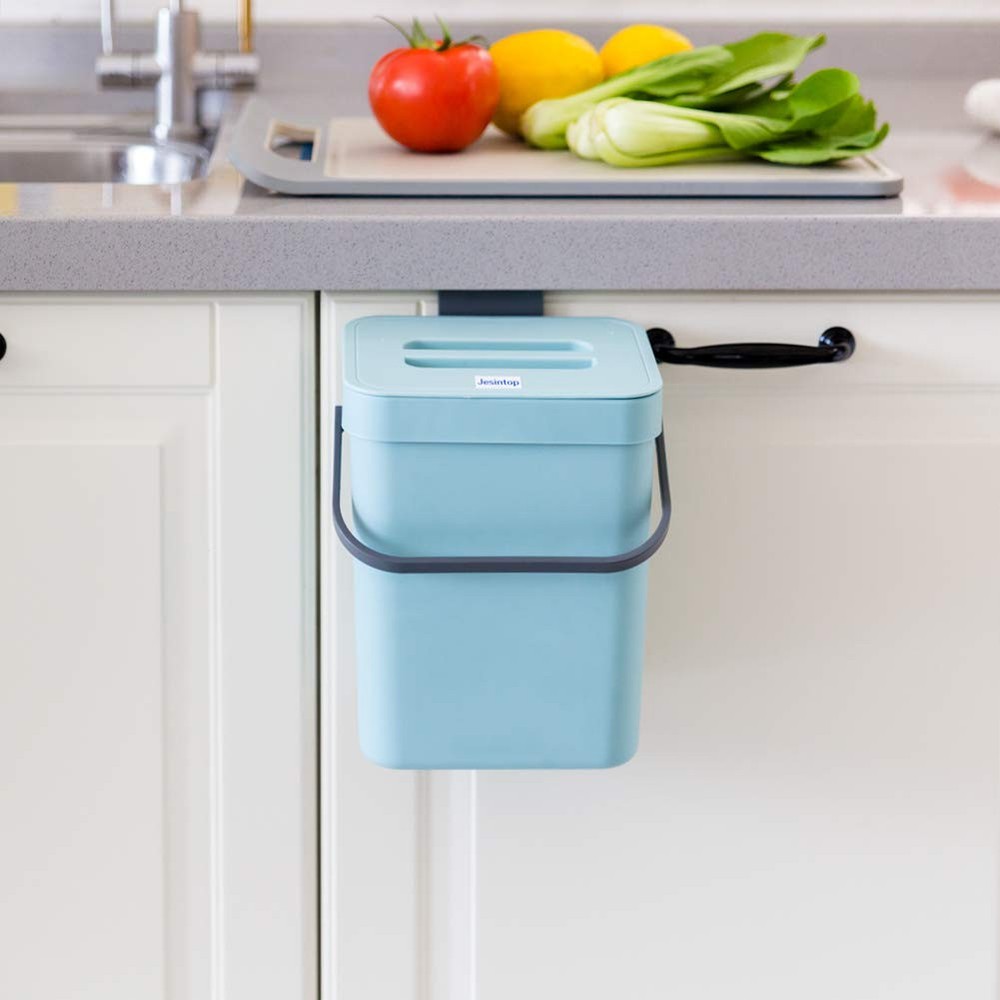 Kitchen Small Trash Can with Lid, Odorless Mini Trash Can,Kitchen Compost Bin...
