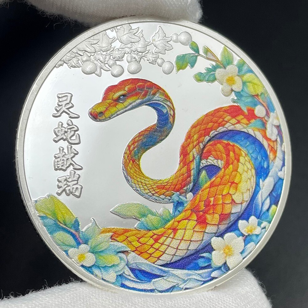 2025 Year of The Snake Silver Coin Viper Lucky Medal Chinese Zodiac Culture Gift