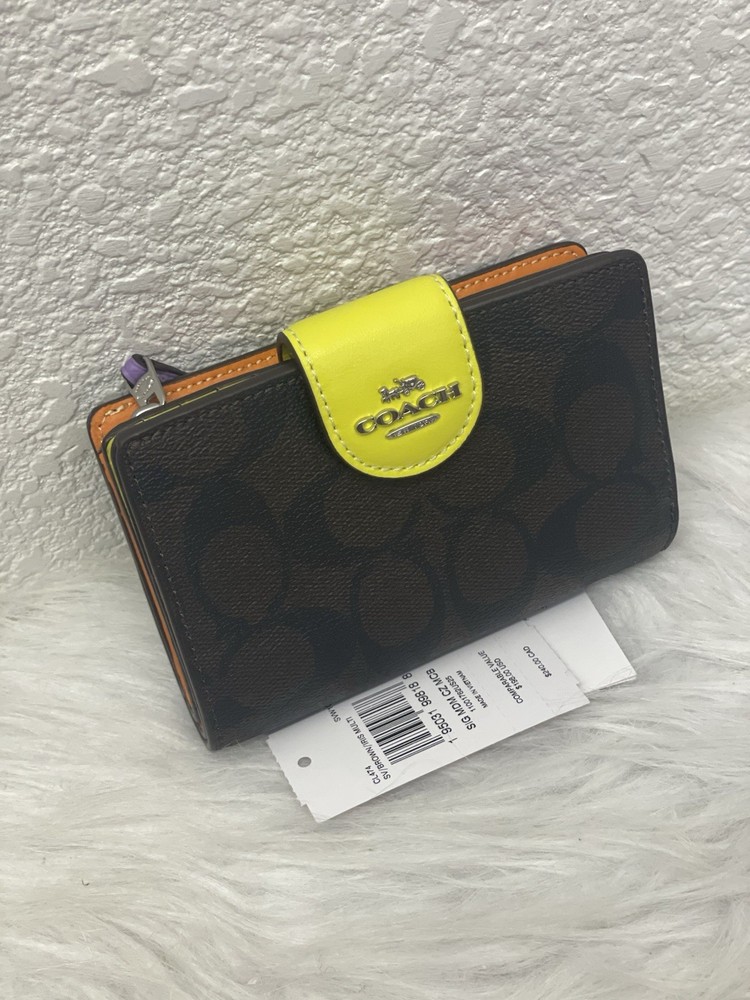 NWT Coach Medium Corner Zip Wallet Signature Canvas Colorblock CL474