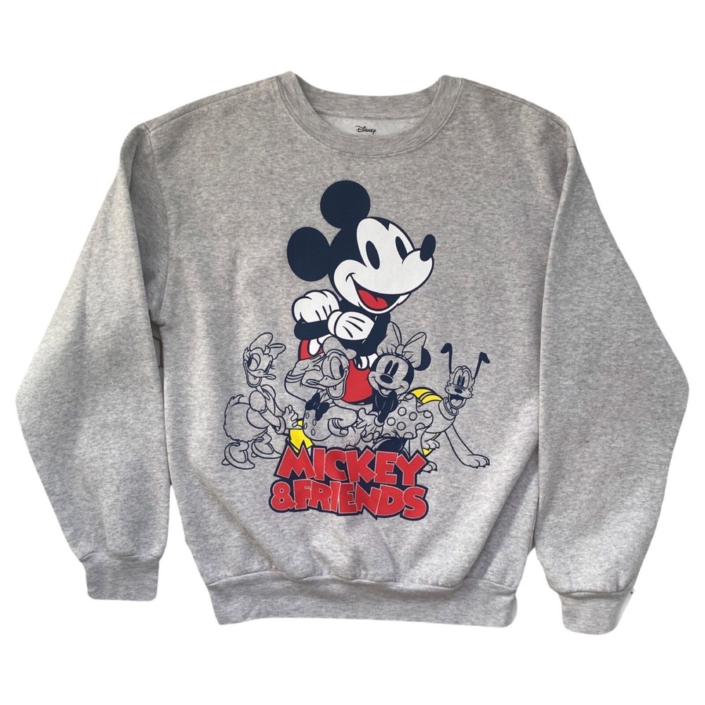 Disney Mickey Mouse Gray Fleece Crewneck Sweatshirt for Women Size S