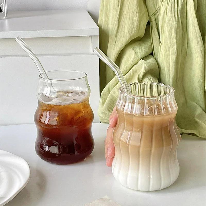 550ml Clear Bubble Tea Glass Mug with Straws for Beer or Aesthetic Drinks