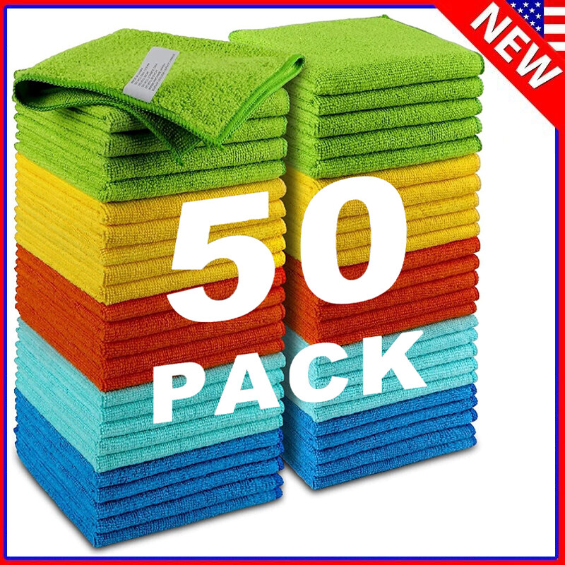 Microfiber Cleaning Cloth Towel Rag Car Polishing No Scratch Detailing Set of 50