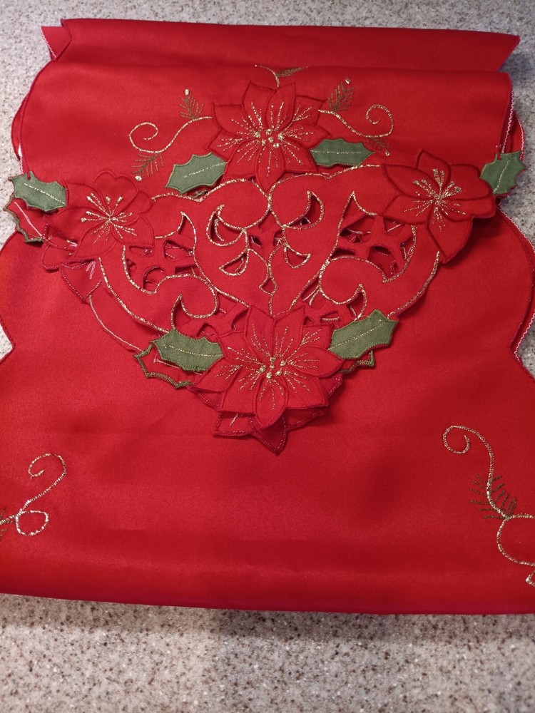 SALE - Beautiful Red Christmas Table Runner-image