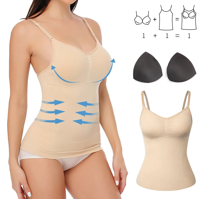 Slimming Padded Compression Camisole Body Shaper Tank Top for Women