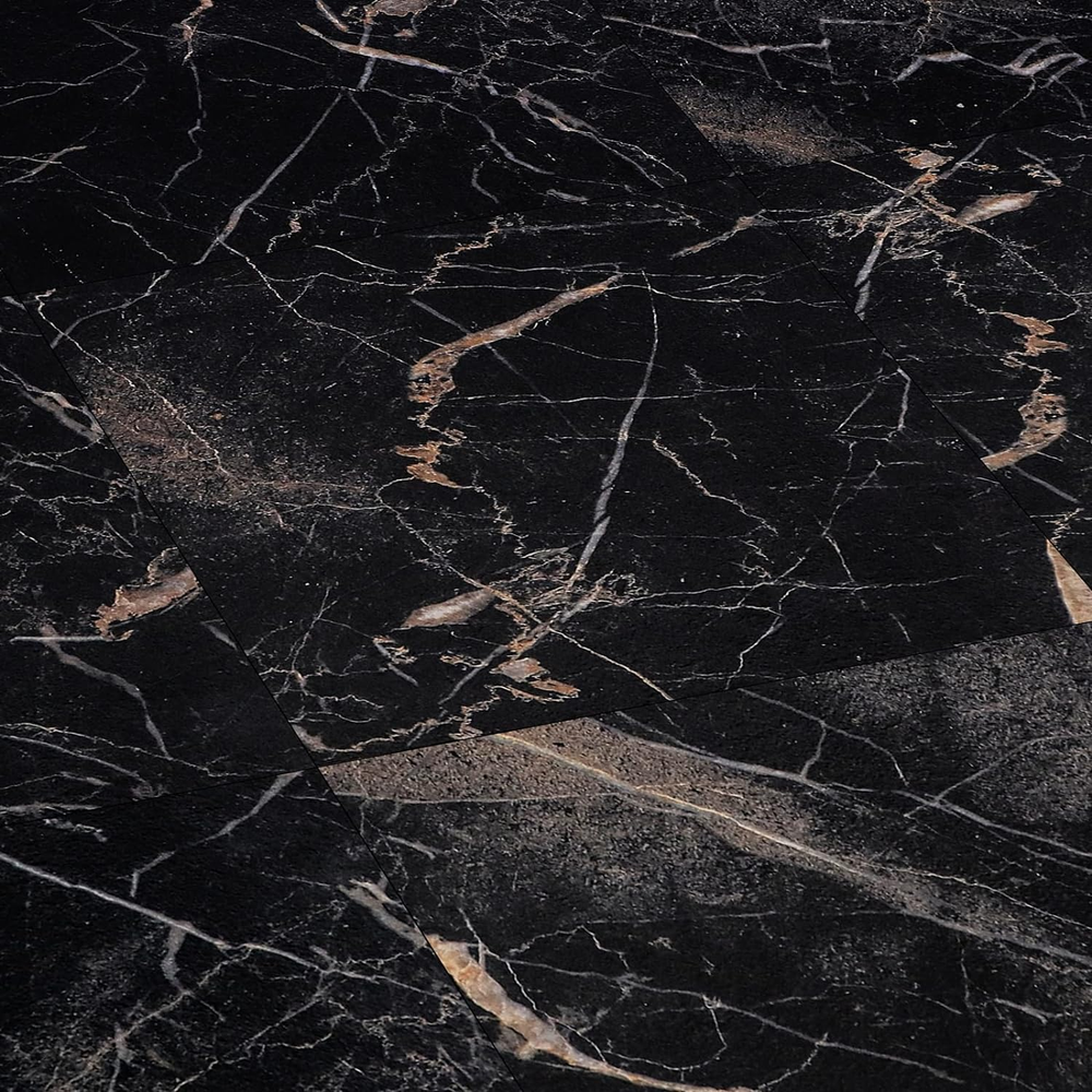 Black Marble Peel and Stick Floor Tile Waterproof 12 X 12 Inch Self Adhesive Vin