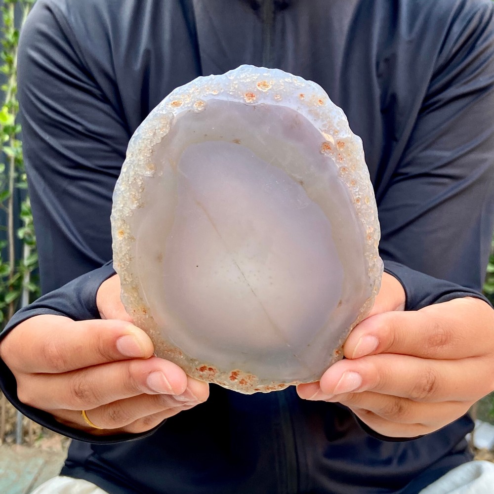 Natural Agate Geode Slab 256G Quartz Crystal Mineral Specimen for Reiki