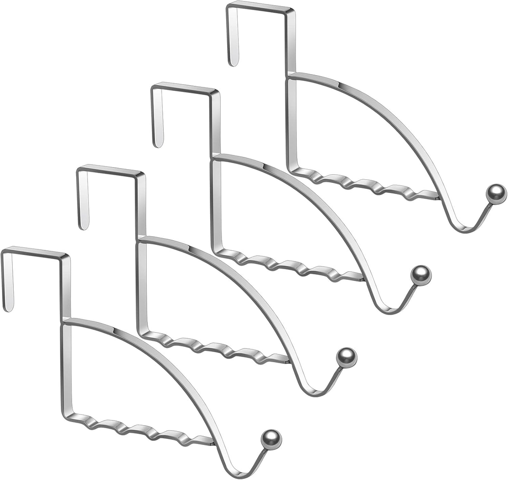 4 Pieces over the Door Hooks Hanger Multi Hanging Storage Organizers Valet Hooks