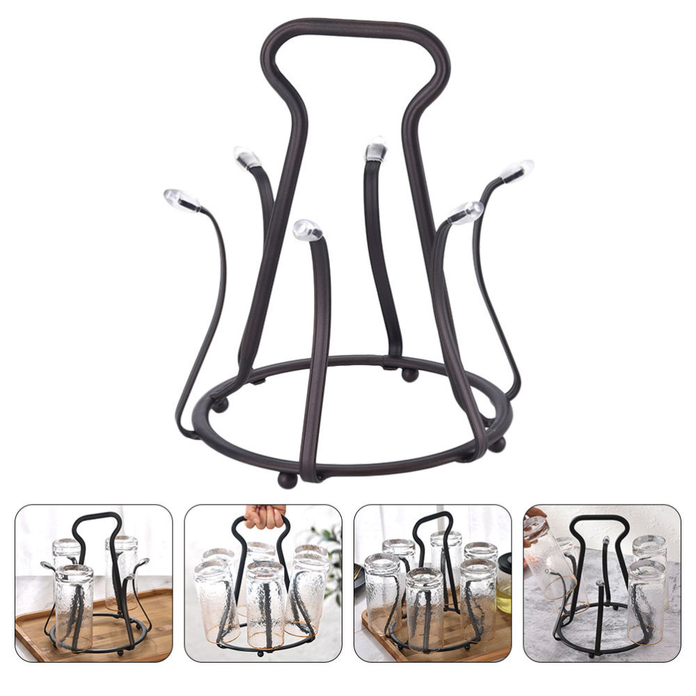 Countertop Wine Glass and Bottle Drying Rack for Cup Storage  