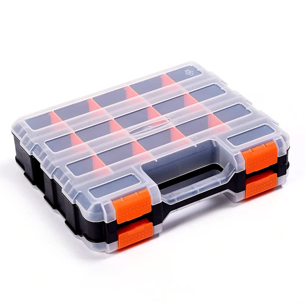 Double-Sided Tool Storage Box with Removable Plastic Dividers for Hardware Organization-image