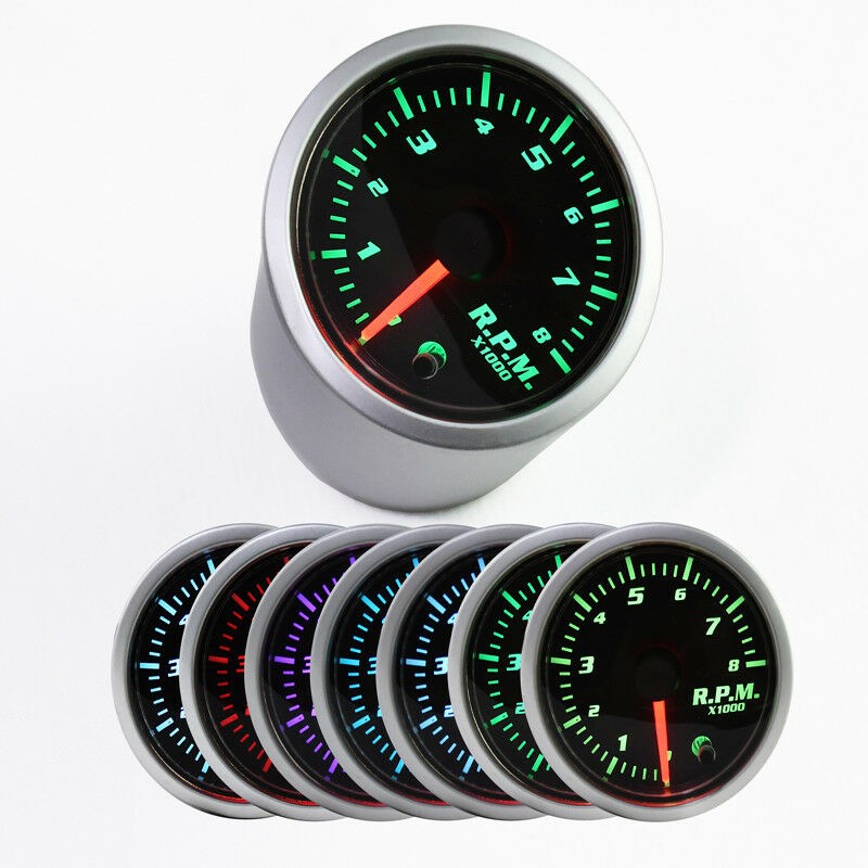 2'' 52mm Tacho Gauge Meter Tachometer 0-8000 RPM LED For 1-10 Cylinder Engine