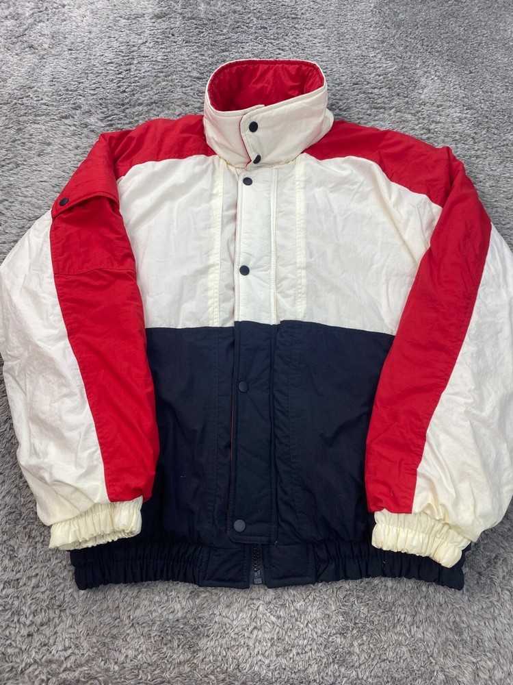 Vintage Gulf Coast Mens Large Nylon Colorblock Ski Bomber Windbreaker Coat