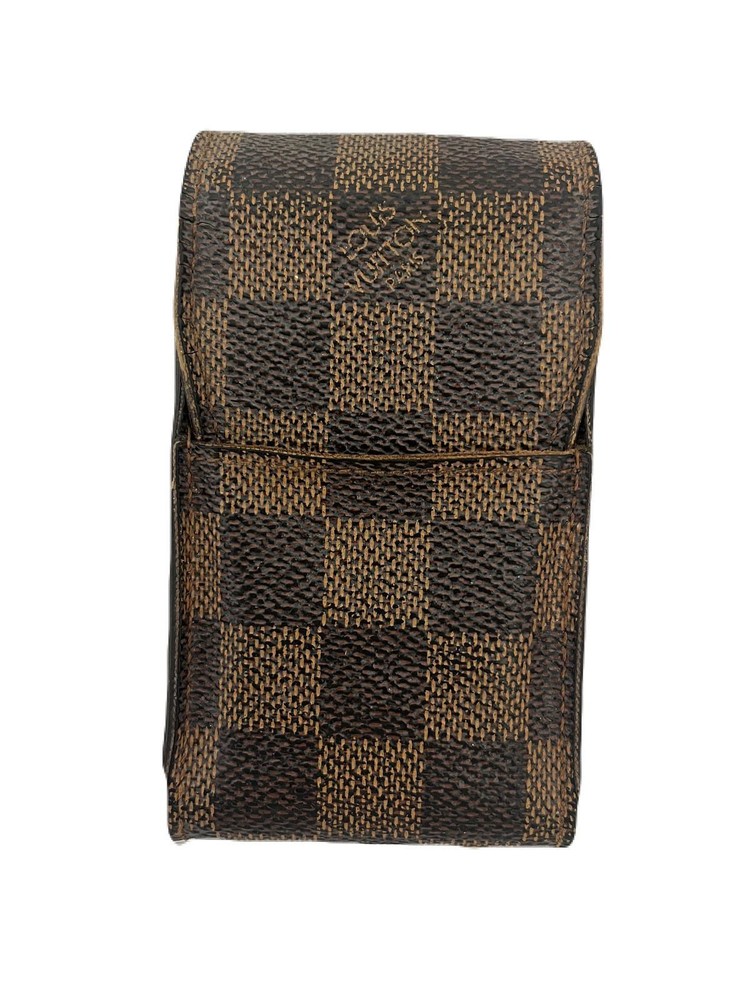 Estuche para cigarrillos Louis Vuitton Damier de cuero marrón USADO E0927-15