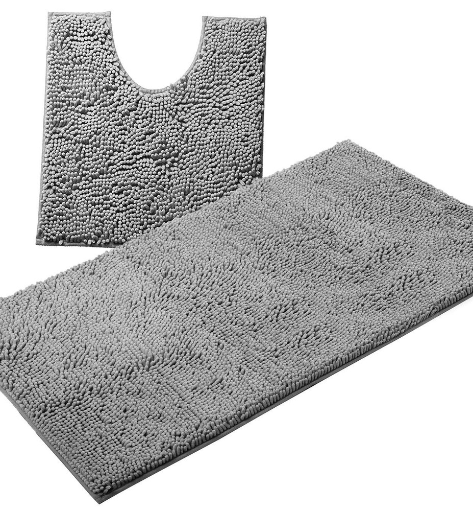 Bathroom Rugs Sets 2 Piece, Luxury Chenille Bath Mat Set, Soft Plush Anti-Sli...