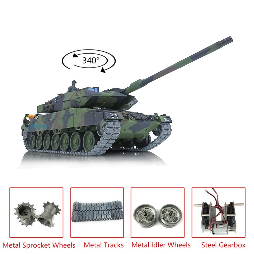US Stock Henglong 1/16 7.0 Upgraded Metal German Leopard2A6 RC RTR Tank 3889