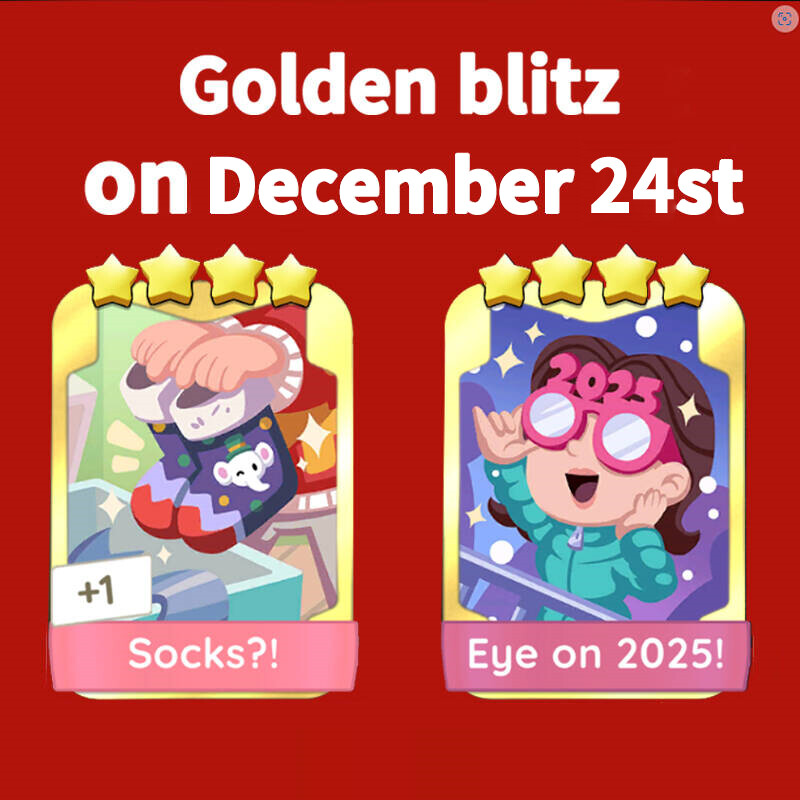 PRE-ORDER ⭐Socks?! & Eye on 2025!⭐️ GOLDEN BLITZ MONOPOLY_GO STICKERS