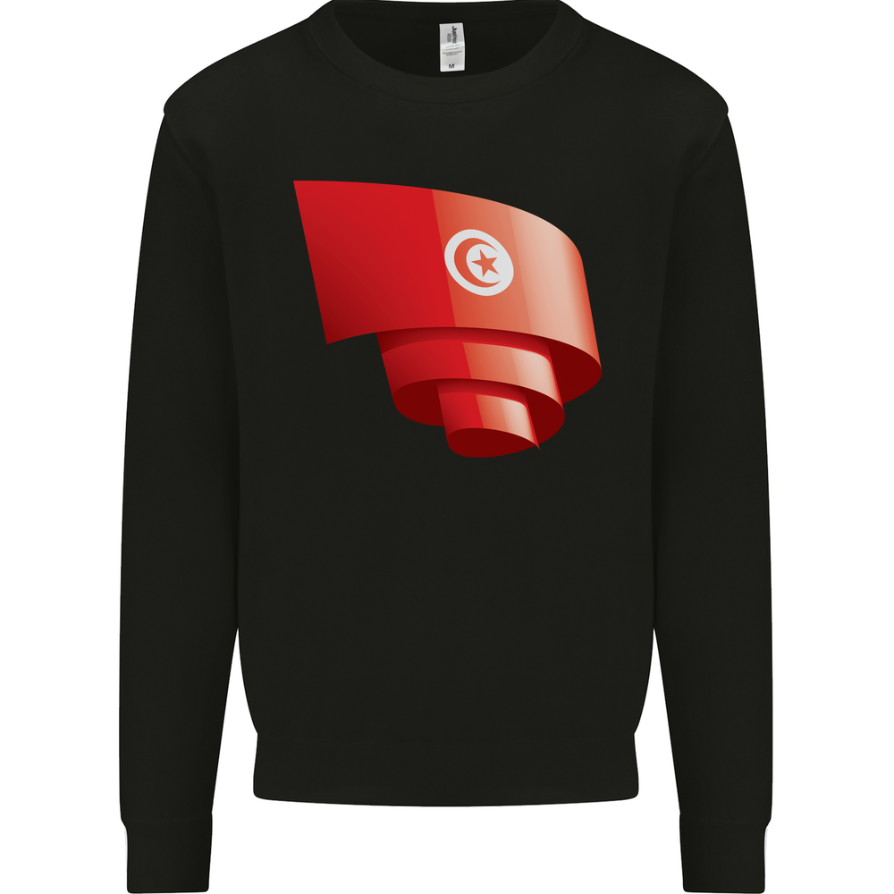 Curled Tunisia Flag Tunisian Day Football Mens Sweatshirt Jumper