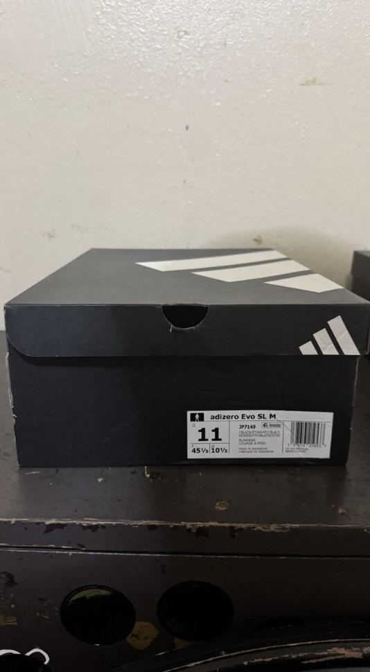 Adidas Adizero EVO SL White Black Size 11 Pre Owned with Box Excellent Condition