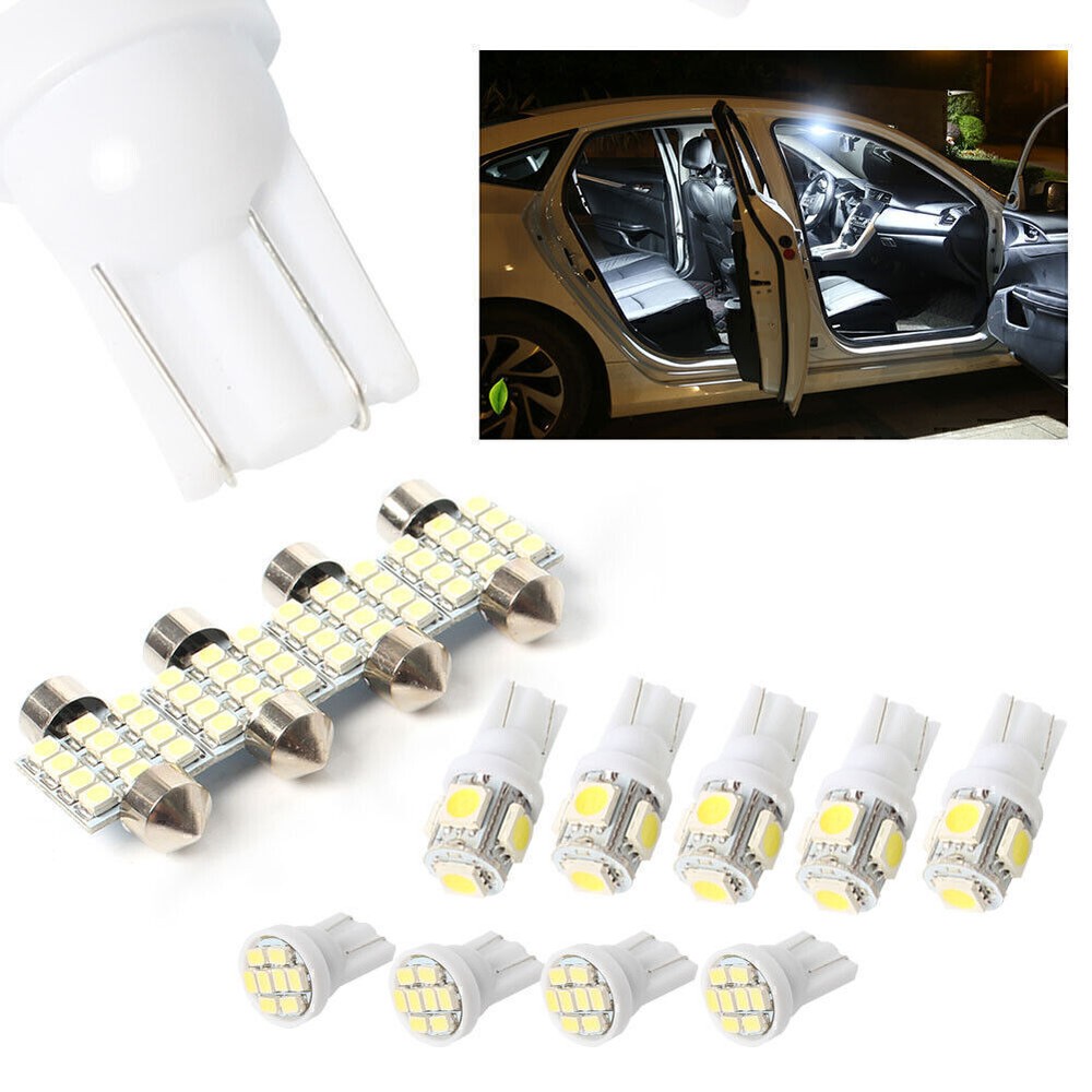 13Pcs Car White 31mm LED Interior Dome Map License Plate Light Lamp Bulb Kit T10
