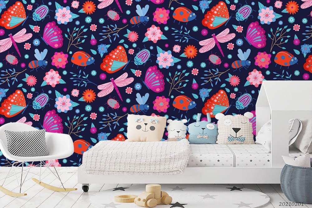 3D Flower Insect Watercolor Pattern Wall Murals Wallpaper Murals Wall Sticker 8