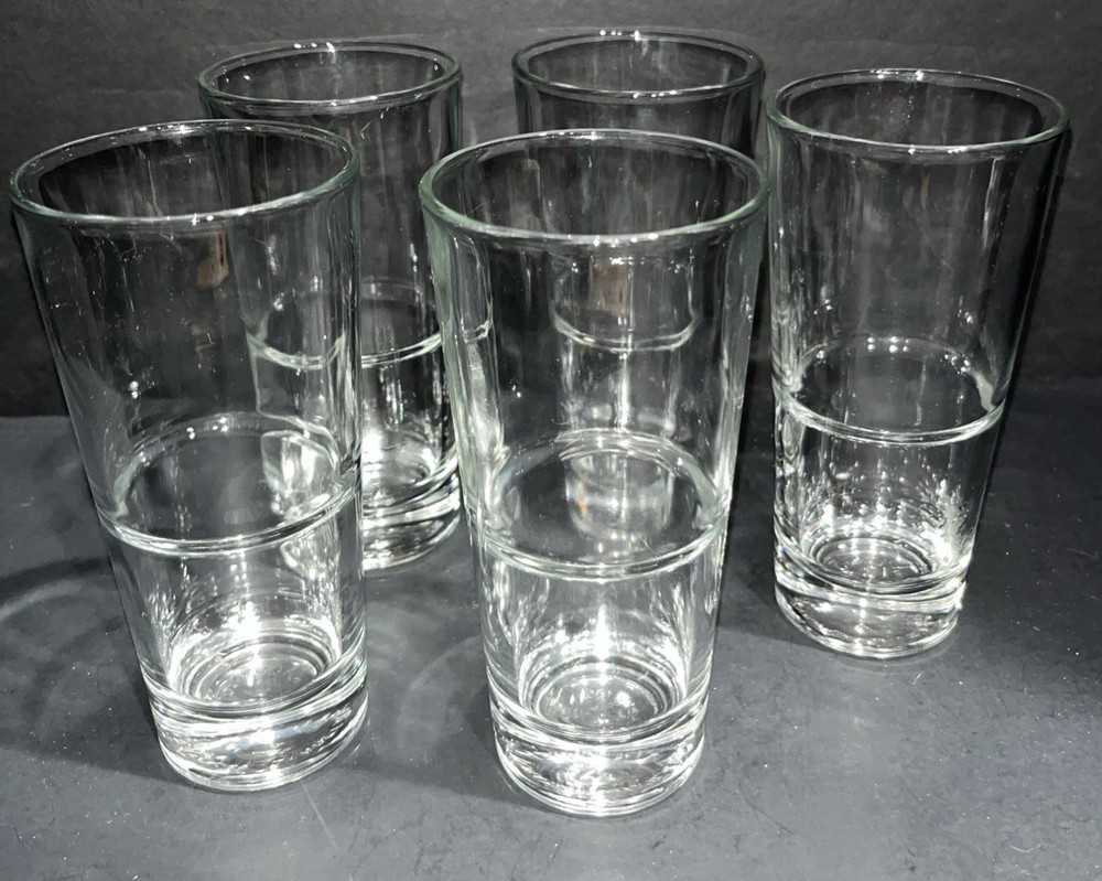 Libbey Duratuff 12 Oz Clear Stackable Beer Glasses Set of 5 Bar Ware