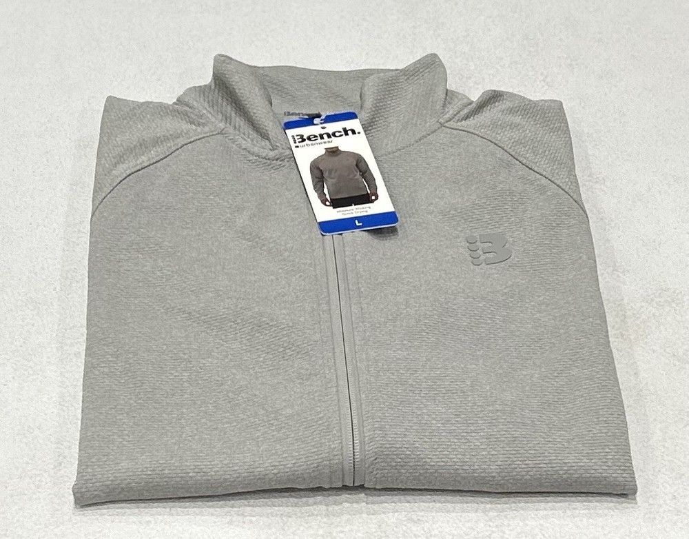 Bench Men's Urbanwear Moisture Wicking Full Zip Knit Jacket, Gray, Size L