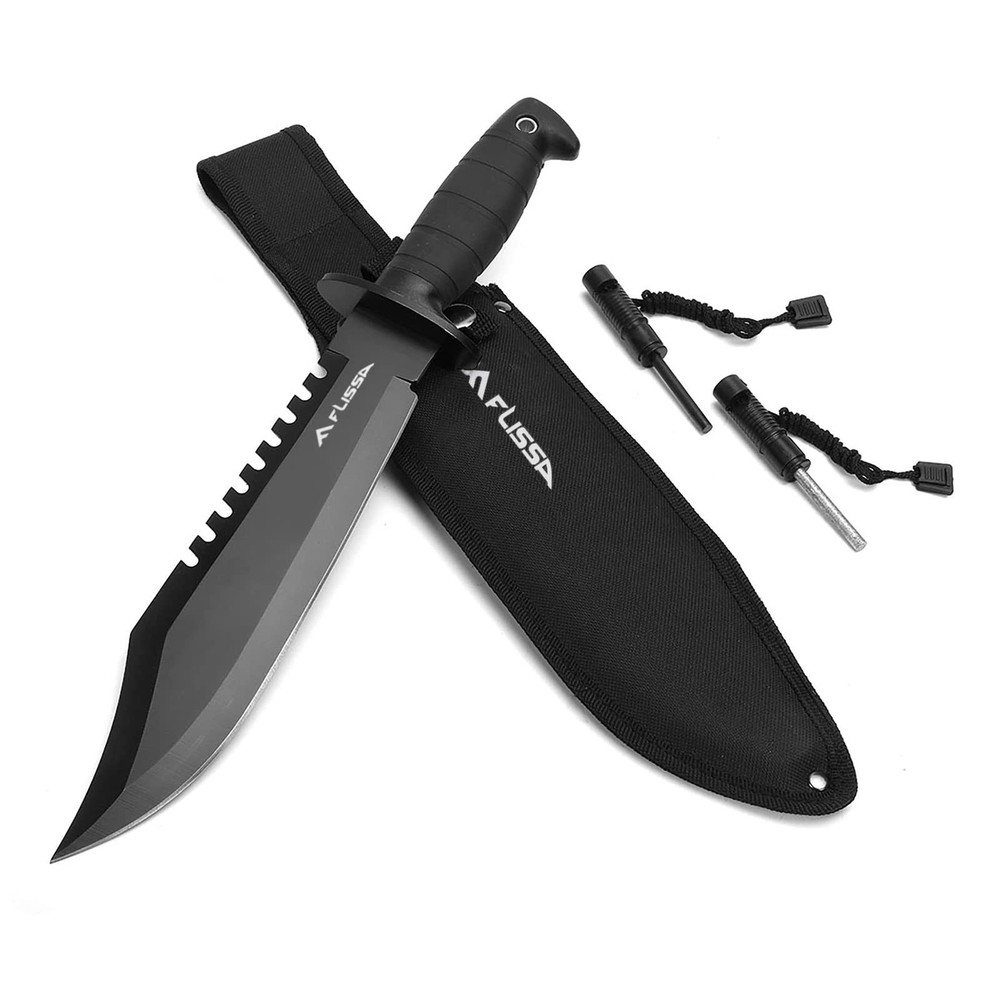 Survival Hunting Knife with Sheath 15-inch Full Tang Fixed Blade Tactical Bow...