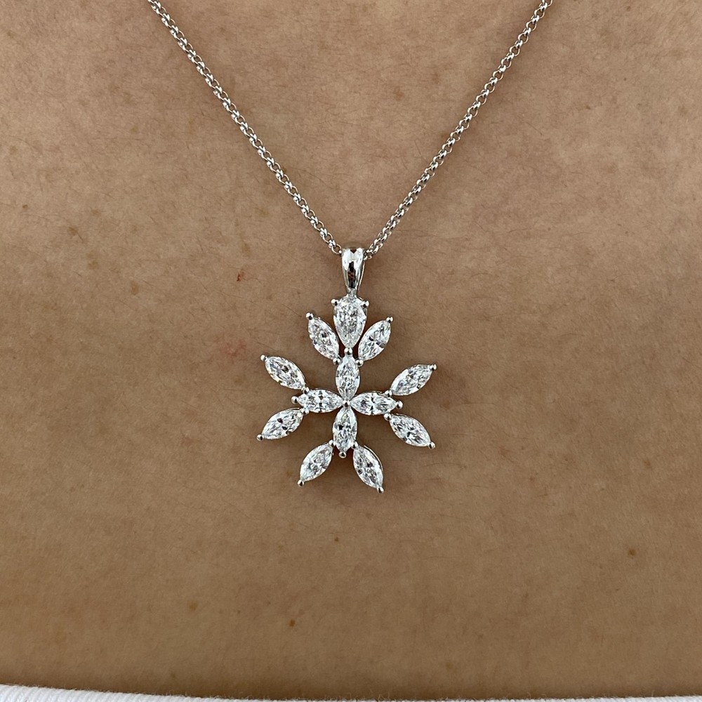 14K White Gold Pendant Necklace 1.4ct Pear Lab-Created Diamond F/VS Gift for Her