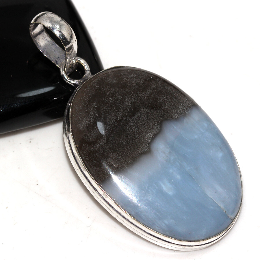 925 Silver Plated Owhyee Blue Opal Ethnic Pendant Handmade Jewelry Size 2