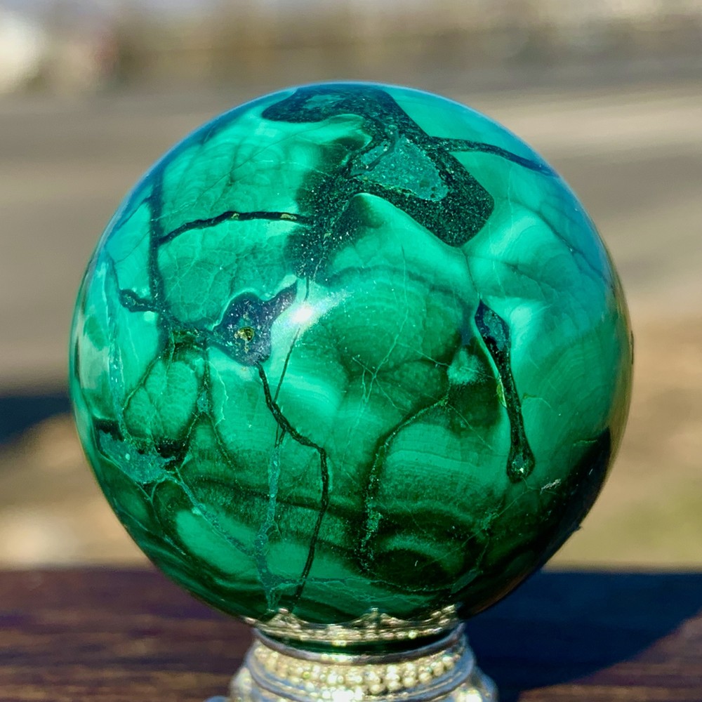 53G Natural glossy Malachite ball transparent cluster rough mineral sample