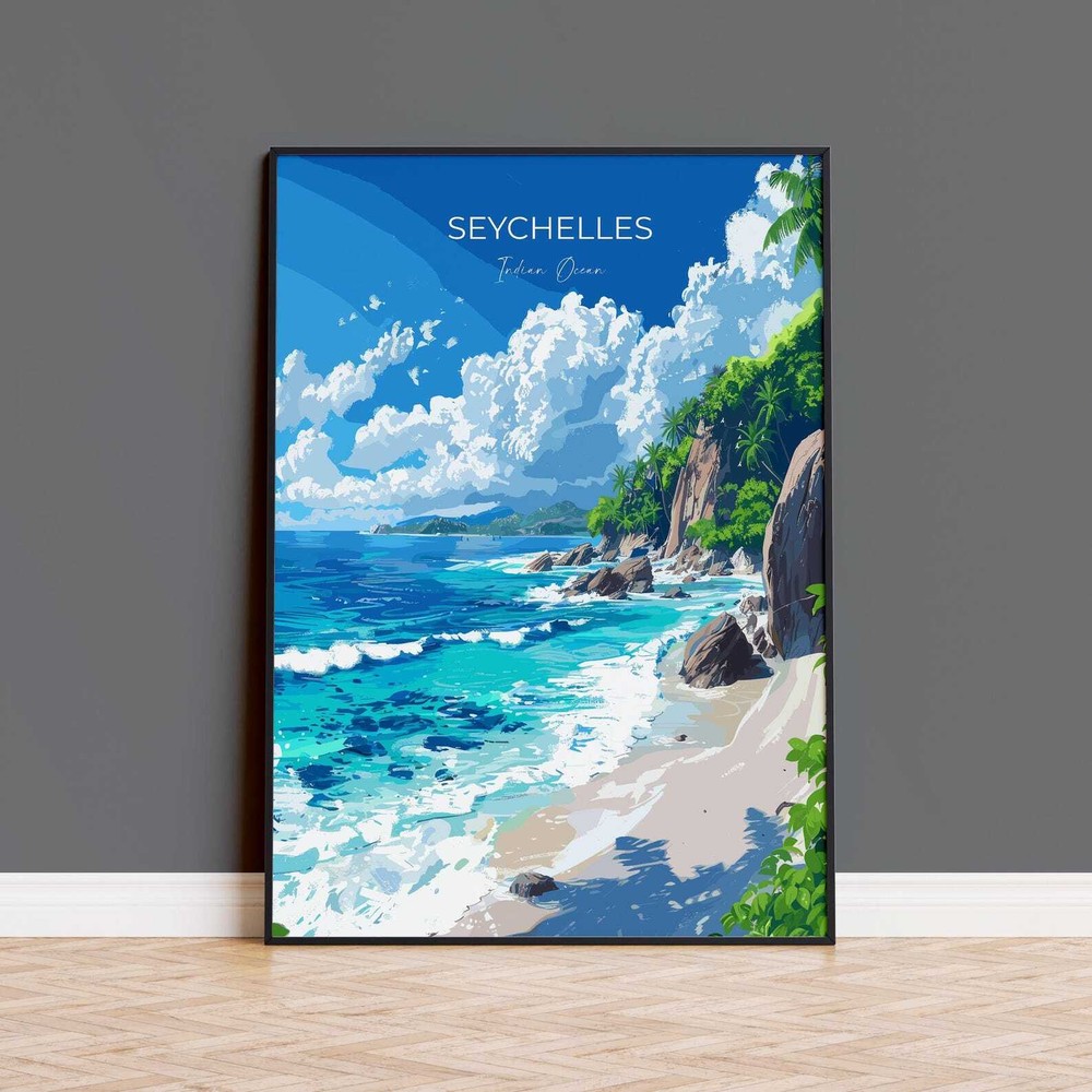 Seychelles Travel Poster Wall Art Travel Print Of Seychelles Indian Ocean