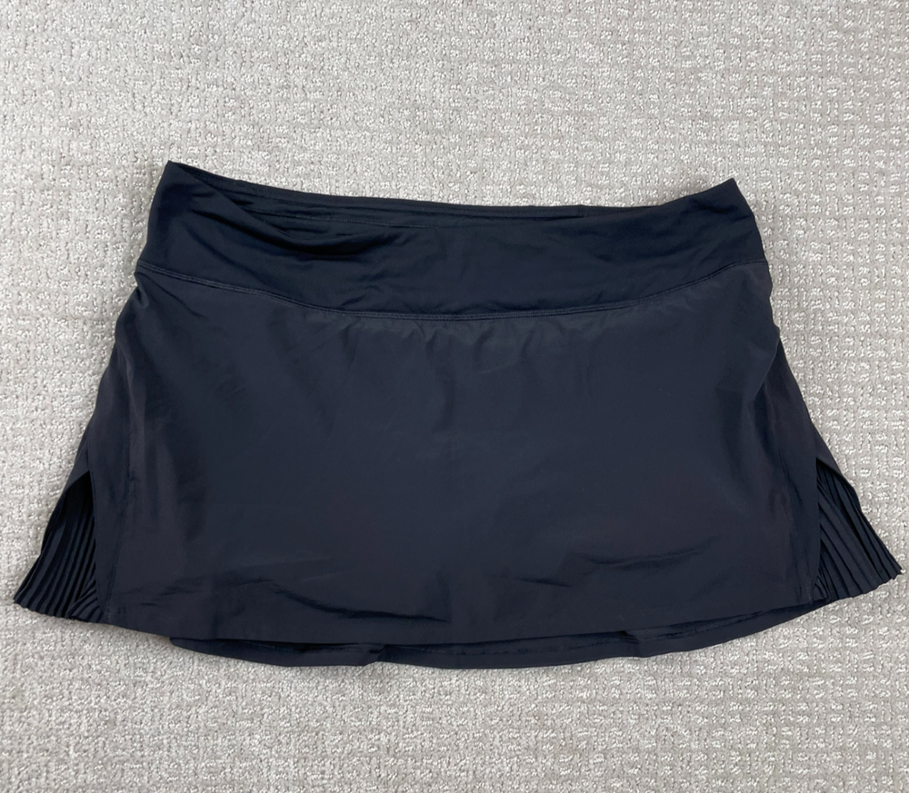 Lululemon Play Off The Pleats Womens Tennis Skirt Black Stretch Performance Size