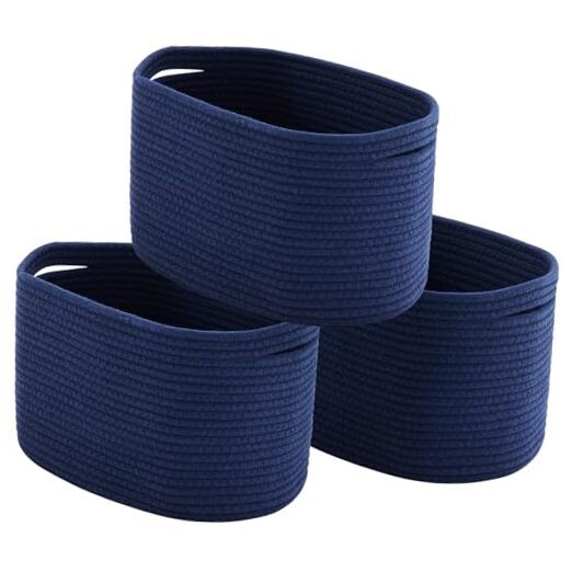 Storage Baskets for Organizing, Cotton Rope Baskets for Storage, Navy Blue