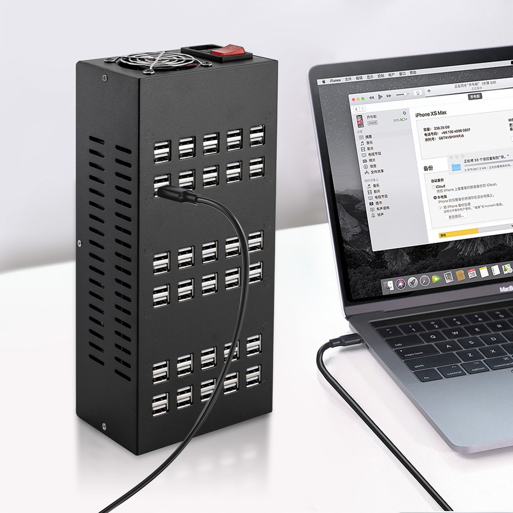 60-Port 400W USB Charging Station with Multi-Port Organizer