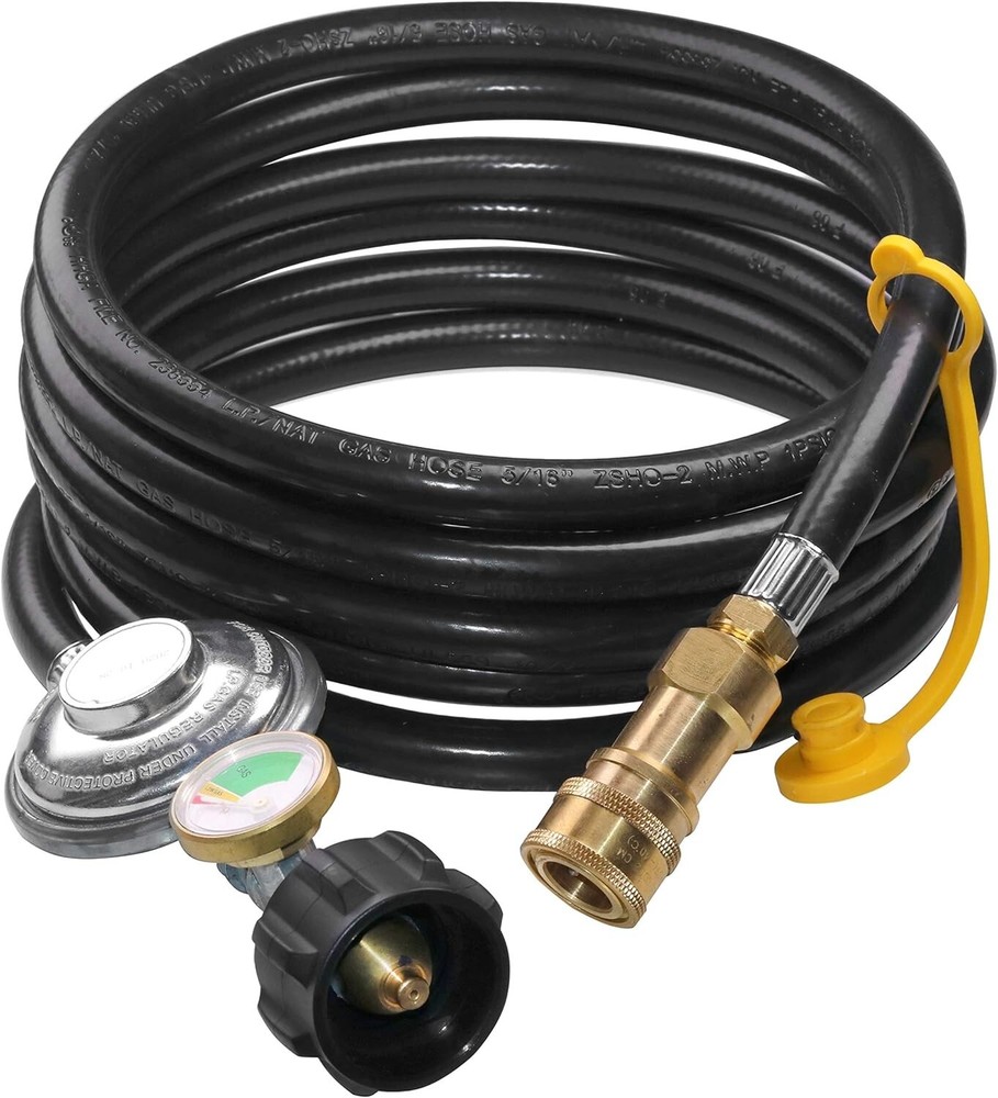 12ft Quick Connect Propane Hose with Tank Gauge for Extended Heating Time