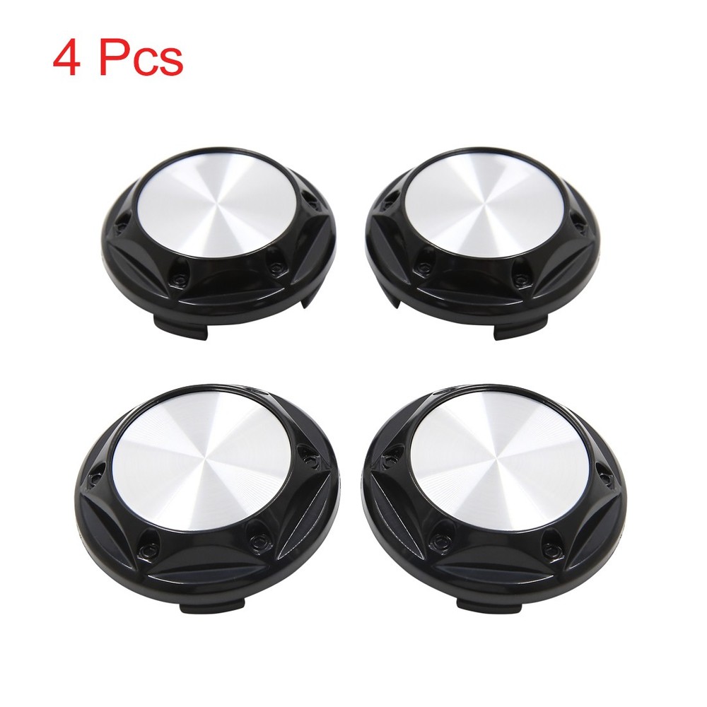 4 Pcs 68mm Dia 4 Clips Car Wheel Tyre Center Hub Caps Covers Black Silver Tone