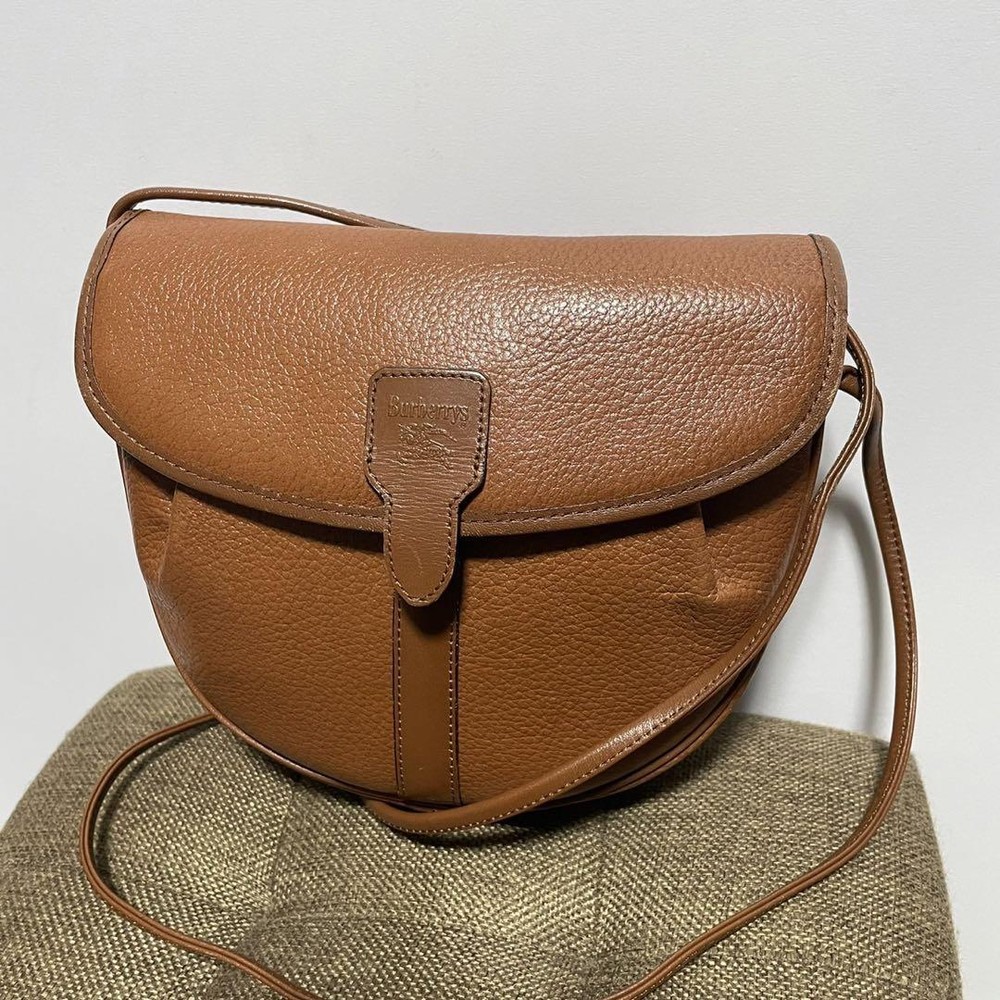 Burberry Shoulder Bag Nova Check Leather Brown Authentic F1205354