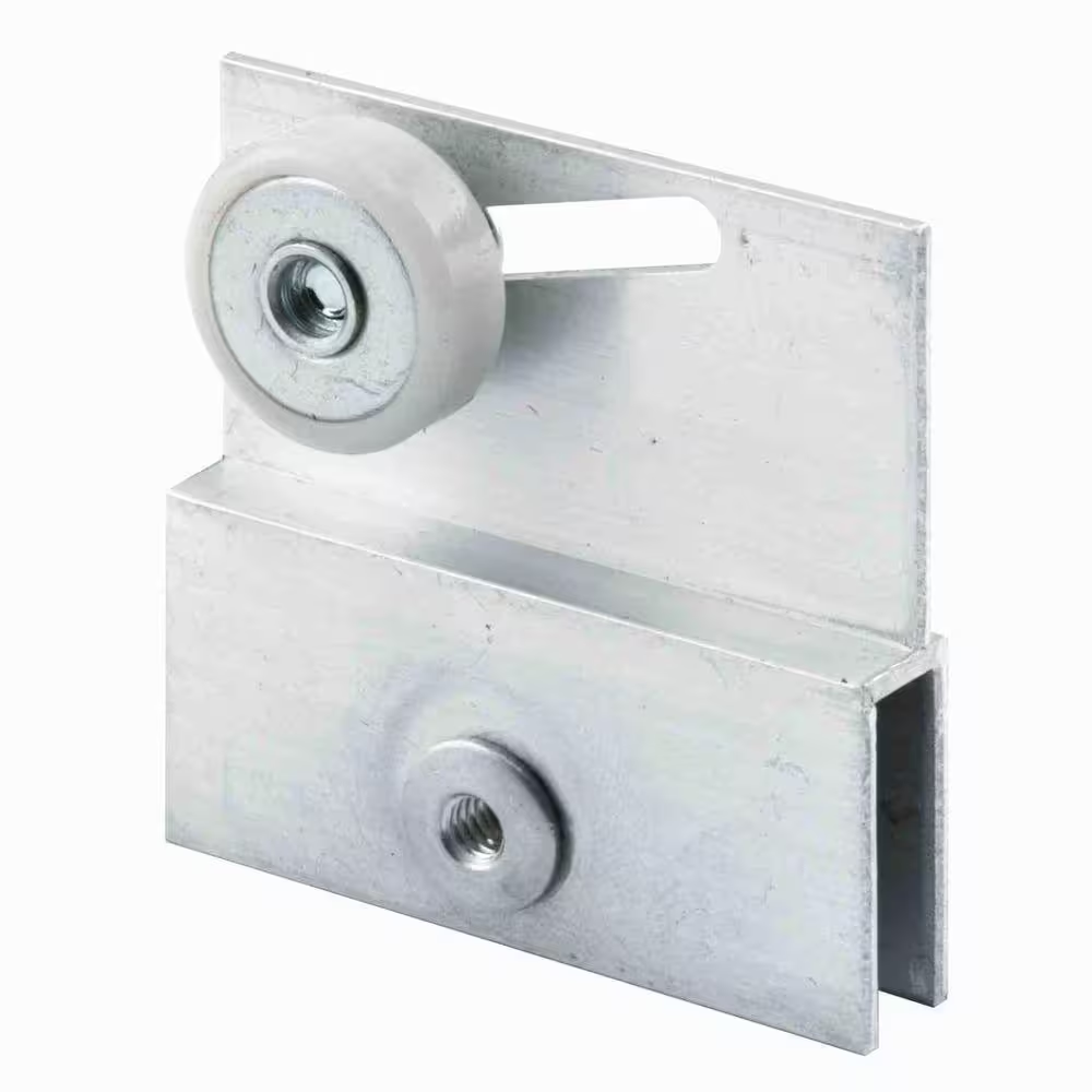 Frameless Sliding Shower Door Top Bracket with 3/4 Inch Flat Plastic Wheel and Steel Base