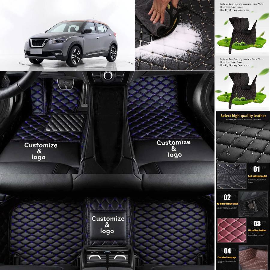 For Nissan Kicks Car Floor Mats All Weather PU Leather Auto Pads Handmade Pads