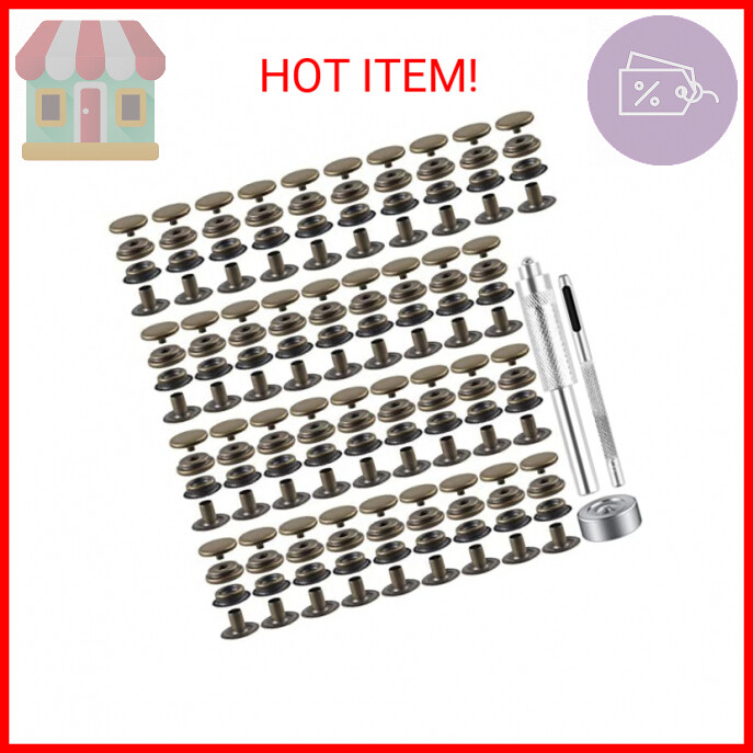 100-Piece Leather Snap Fastener Kit - 25 Sets 5/8
