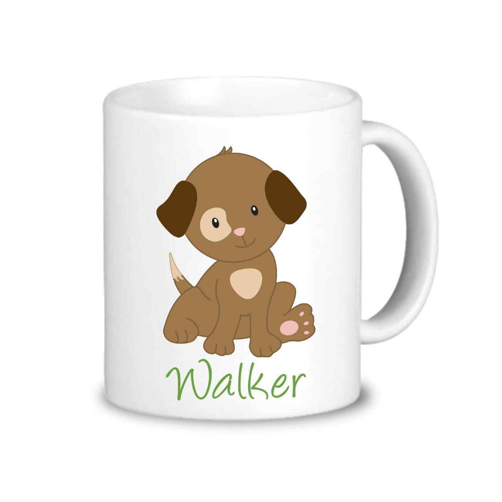 Puppy Personalized Mug Green Dog Cup Mug Cute Little Brown Puppy Dog Mug You