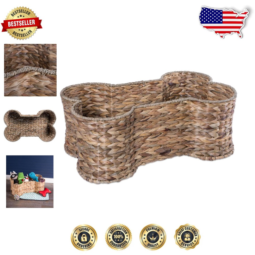 Chic 21x13 Hyacinth Storage Basket for Dog Toys and Supplies - Medium Size