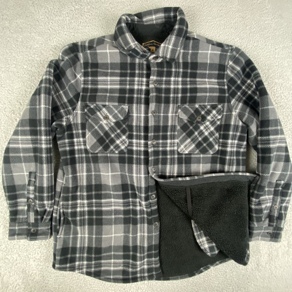 Men's XL Gray Plaid Sherpa-Lined Shacket by Freedom Foundry