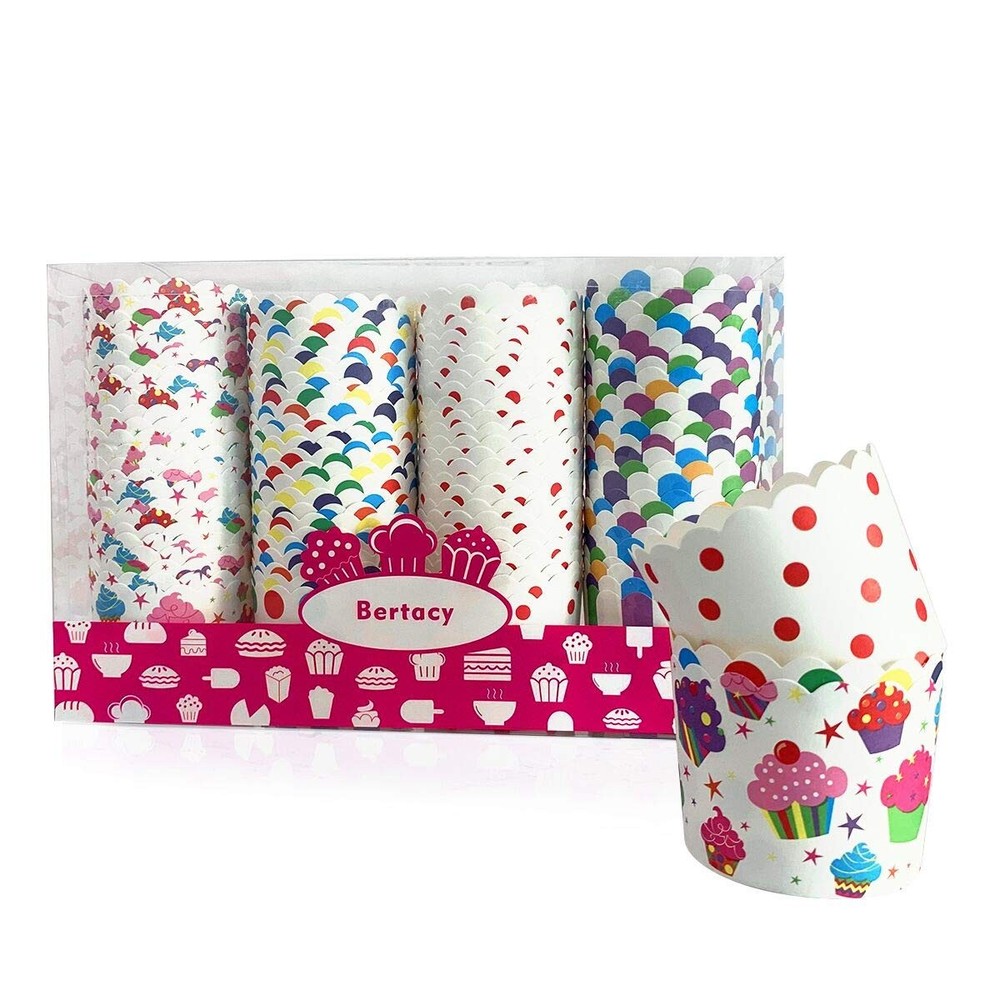 100 Pack Disposable Wrappers Large Paper Cake Baking Cup Cupcake Muffin Cases Bi