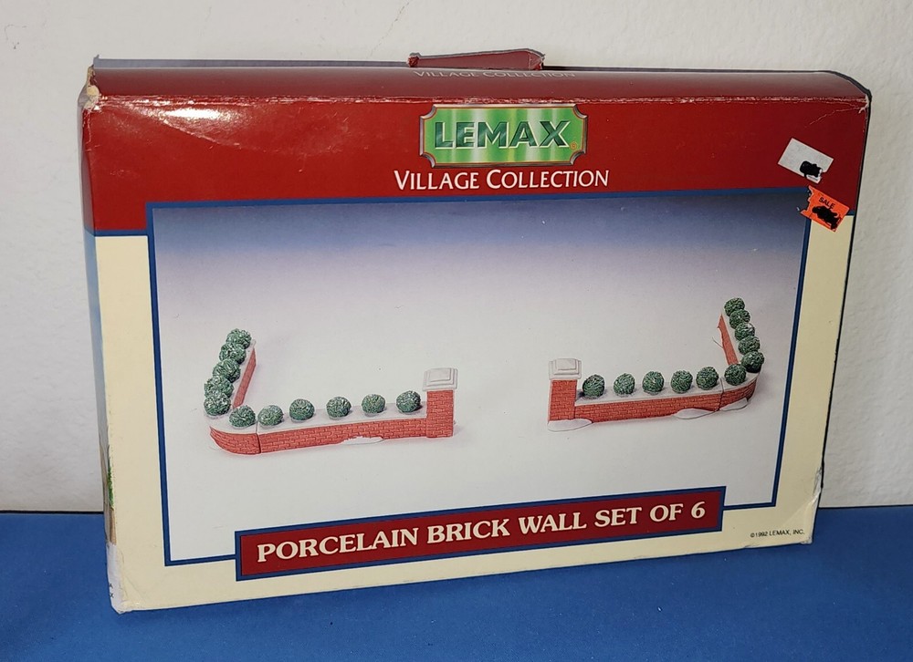 Lemax Christmas Village 6-Piece Porcelain Brick Wall Set with Snow & Bushes