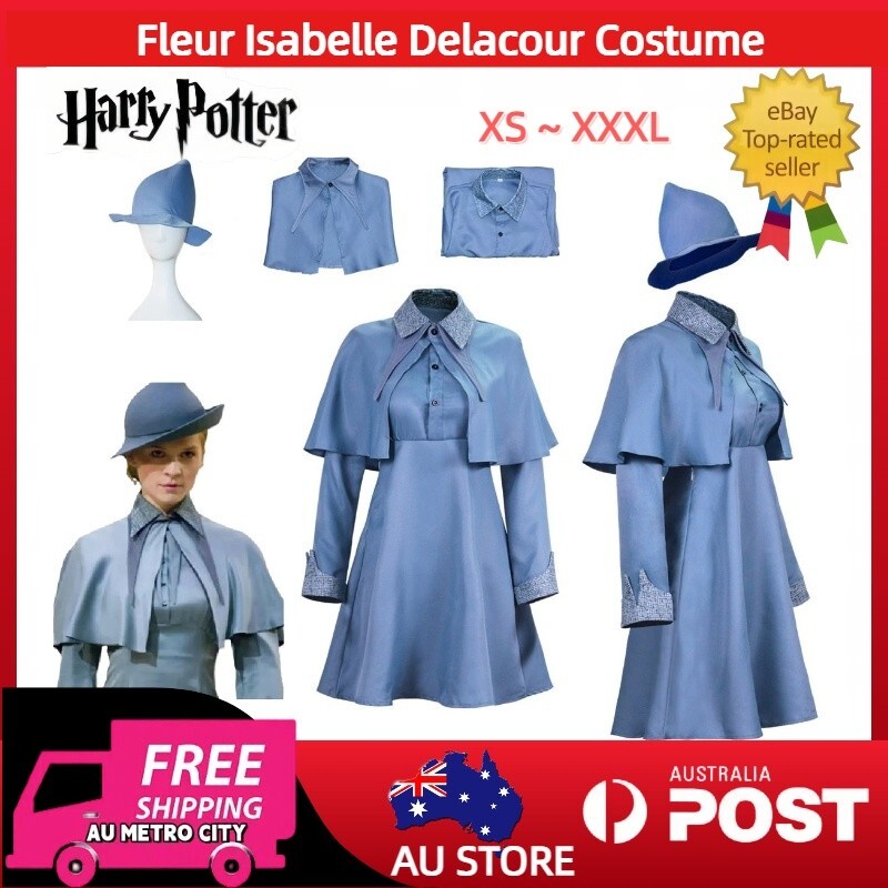 Harry Potter Fleur Delacour Costume with Witch Hat for Halloween Cosplay  