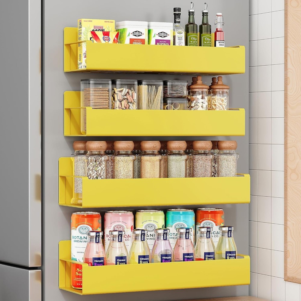 4Pack Magnetic Spice Rack Organizer for Refrigerator Fridge Storage Shelf Holder