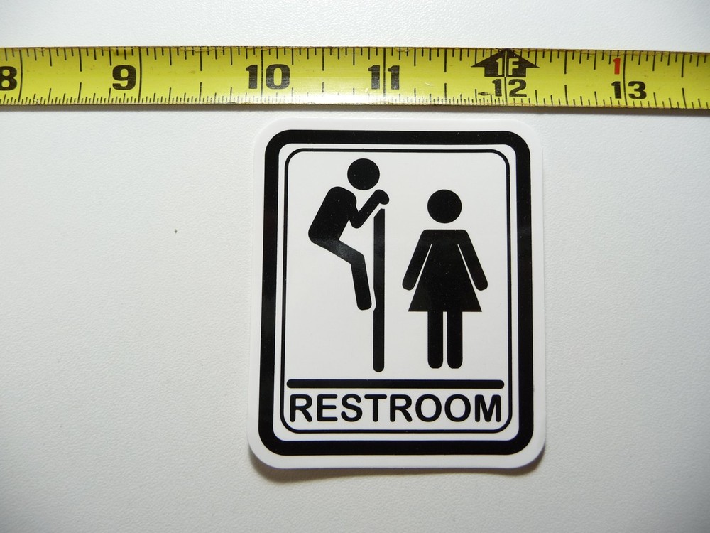 RESTROOM UNISEX PERVERT DECAL STICKER SIGN FUN LITTLE SIGNS CUTE