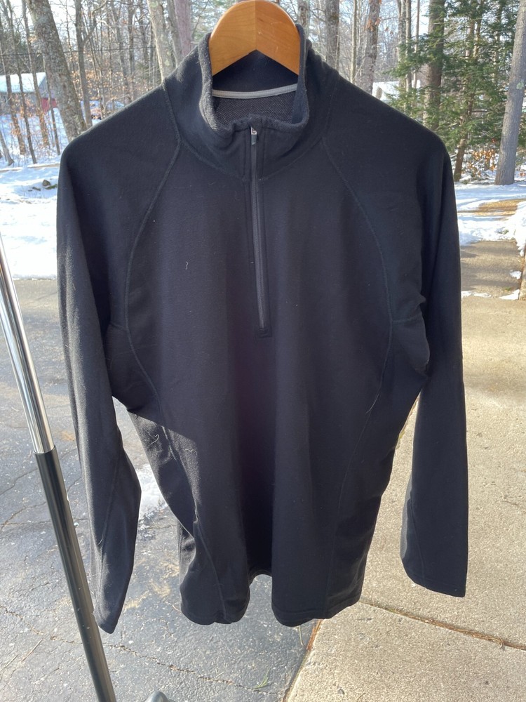 Camisa Top Patagonia Capilene Para Hombre XL Negra 1/4 Cremallera Pullover Capa Base